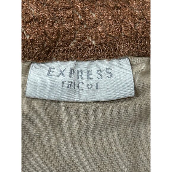 Express Tricot Knit Brown Midi Skirt Textured Design Lining Sz Large - Picture 5 of 9